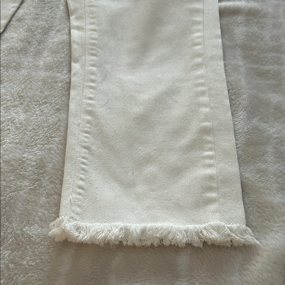 Habitat Women's White Stretch Denim Cropped Fringe-Hem Jeans, Size 10 - Picture 6 of 9